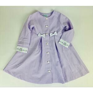 VTG Jessica Ann Purple Gingham Dress Embroidered Floral Bow Preppy Girls 4T 48M